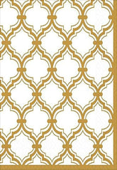 Durable Sparkling Gold Quatrefoil Luncheon Napkins Party Tableware, Paper, 6" x 6", Pack of 16